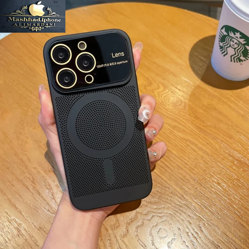 قاب ایفون ۱۲ پرو مکس مدل توری مگ سیف دار همراه محافظ لنز